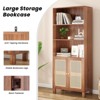 GDFStudio Melisande Farmhouse 5-Tier Tall Bookcase with 2 Rattan Doors and Adjustable Shelves - 4 of 4