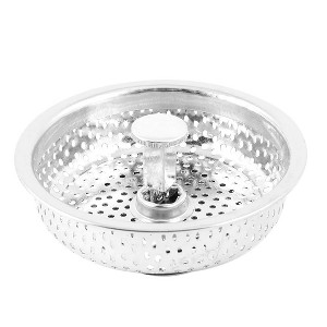 Unique Bargains Stainless Steel Rubber Kitchen Strainer Drain Stopper 3.2 inches Top Diameter Silver Tone Black 1 Pc - 1 of 3