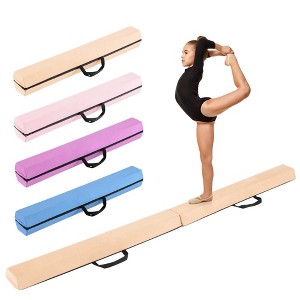 Costway 7 FT Folding Balance Beam Foam Floor Gymnastic Beam with Carrying Handles Blue/Purple/Khaki - 1 of 4