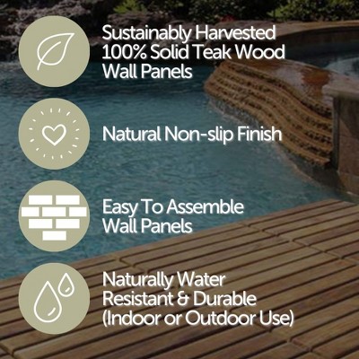 Natural Teak 3D Textured Wall Panels, 28" x 1.5"