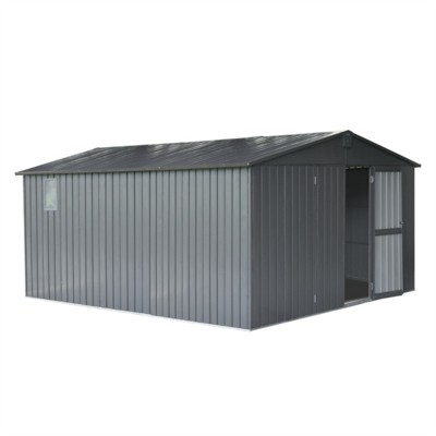 Maggift Deck Boxes Durable, Horizontal Compact Storage Shed for Garden, Backyard, Patio, Closet Deck Box, Silver, 138.11"*150.8"*78.7"