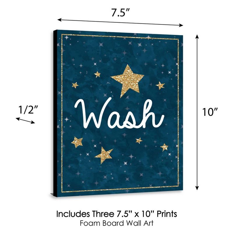 Big Dot of Happiness Twinkle Twinkle Little Star - Kids Bathroom Rules Wall Art - 7.5 x 10 inches - Set of 3 Signs - Wash, Brush, Flush, 4 of 7