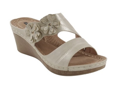 GC Shoes Rita Flower Comfort Slide Wedge Sandals