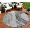 Charcoal Gray And Silver Geometric Washable Indoor Outdoor Area Rug - 2 of 4
