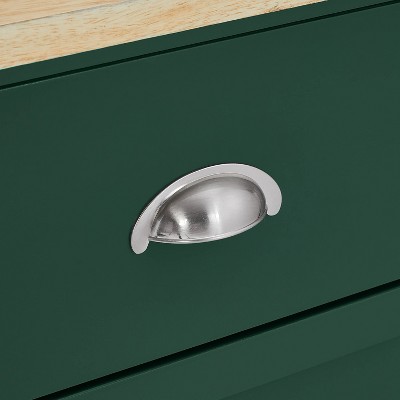 Emerald and Natural Wood Drop Leaf Kitchen Island