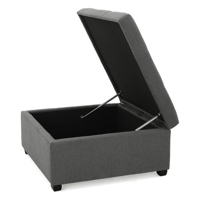 Carlsbad Dark Gray Tufted Fabric Storage Cocktail Ottoman