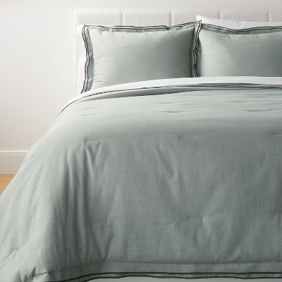 King Double Flange Merrow Stitch Comforter & Sham Set Light Teal Green/Dark Gray - Threshold™ designed with Studio McGee