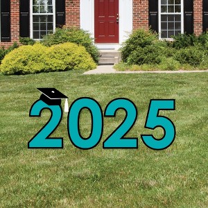 Big Dot of Happiness Teal 2025 Graduation Party Yard Signs - Outdoor Lawn Decorations - 2025 - 1 of 4