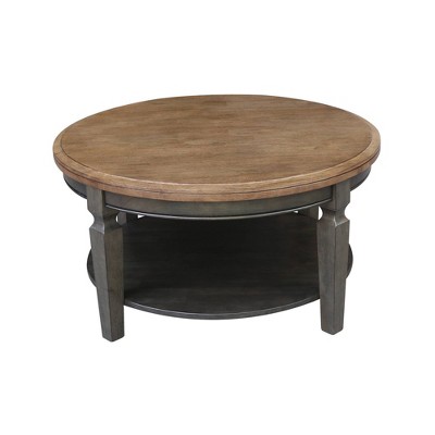 Vista Round Hickory and Washed Coal Wood Coffee Table