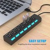 USB 3.0 Hub, 7-Port USB Data Hub Splitter with 1.75ft Long Cable USB Extension for Laptop, PC Computer, Flash Drive - with LED Individual On/Off - 4 of 4