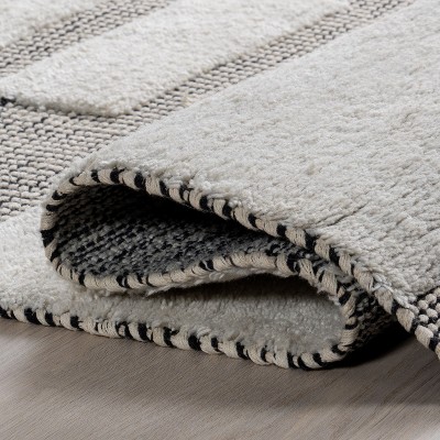 Ivory and Gray Tufted Wool Cotton Rectangular Area Rug