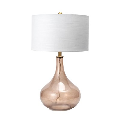 Nuloom Farrell 26" Glass Table Lamp Lighting - Amber 25.5" H x 15" W x 15" D