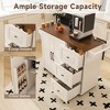 Vynxaria Kitchen Island Cart - Foldable/Drop Leaf Tabletop (Wood Top), 3 Drawers, Concealed Cabinets, Spice Rack, Towel Bar, 4 Casters,White - 4 of 4