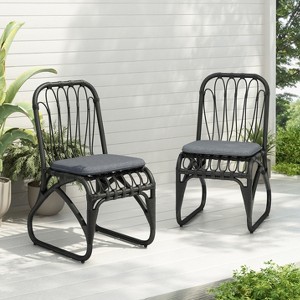 Hrinhom 17.8"W Patio Accent Chairs,Outdoor Wicker Dining Chairs With Seat Cushion,Set of 2 - 1 of 4