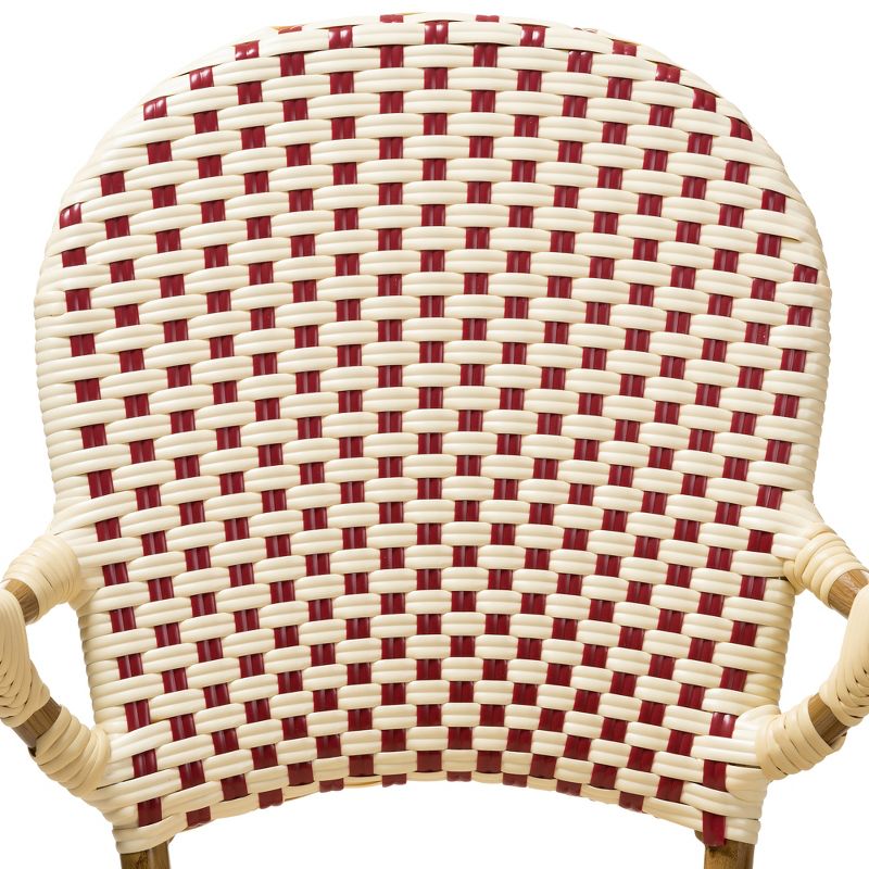 Set of 2 Seva Indoor and Outdoor Stackable Bistro Dining Chairs Beige/Red - BaxtonStudio, 5 of 9