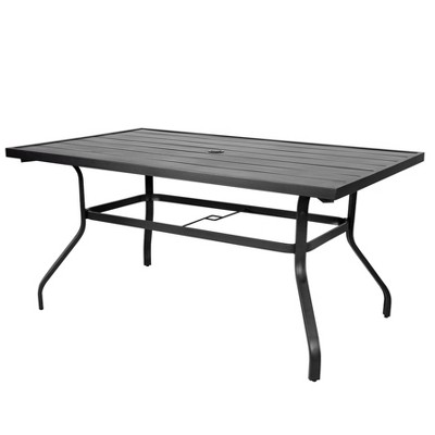 28" Rectangle Patio Dining Table with Umbrella Hole - NUU GARDEN