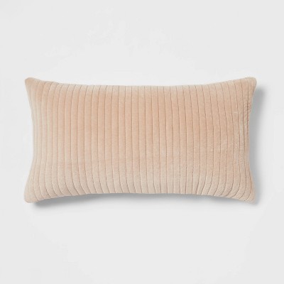 Oversized Quilted Cotton Velvet Lumbar Throw Pillow Neutral - Threshold™