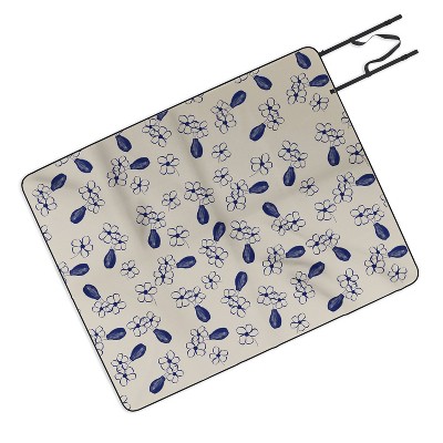 Hello Twiggs Blue Vase with Flowers Picnic Blanket - Deny Designs