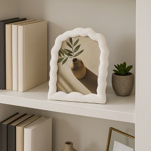Decorative Wavy Arch Picture Frame for Home Decor - Modern Photo Frame for Tabletop Accent, Mantel Display, or Living Room Decor - White - 1 of 4
