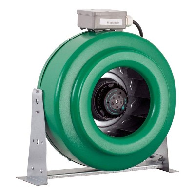 Hydrofarm ACDF10 Active Air 10 Inch Inline Duct Fan Blower with Mount Brackets, Low Noise Output, and UL Components Rated for 760 CFM, Green