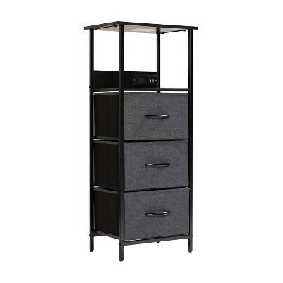 charcoal drawers/black frame