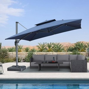 PURPLE LEAF Outdoor Cantilever Umbrellas with Base Large Patio Umbrella Offset Umbrella 360 Degree Rotation - 1 of 4