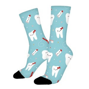 Lovely Teeth Women Printed Crew Socks Funny Funky Socks Soft Polyester Novelty Gifts for Artists Men - 1 of 1