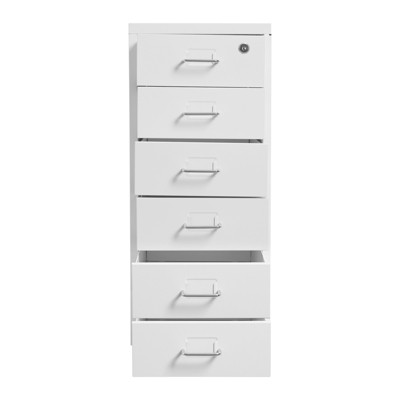 YIYIBYUS Vertical Metal File Cabinet With 6 Drawers, White