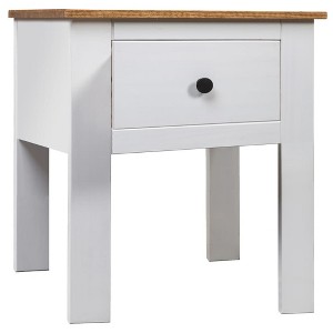 vidaXL Bedside Cabinet White 18.1 in.x15.7 in.x22.4 in. Pine Panama Range - 1 of 4