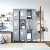 Munora Metal 3-Tier Lockers for Employees - Steel Storage with Louvers, Office & Home Use (Grey) - 2 of 4