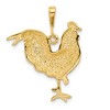 Black Bow Jewelry 14k Yellow Gold 2D Rooster Pendant, 25mm - 3 of 4