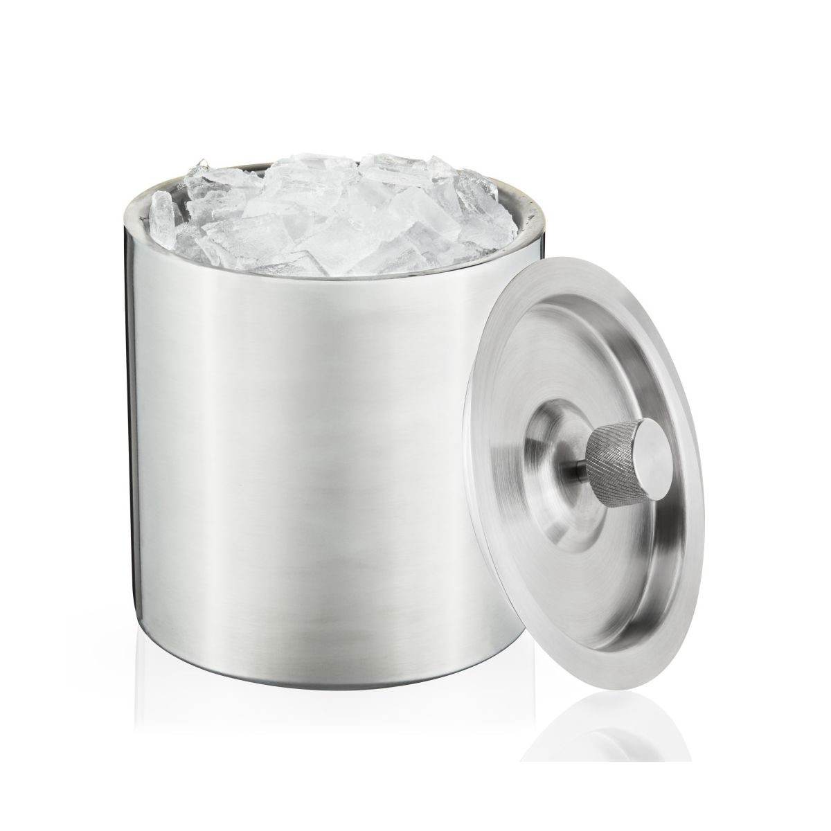 Viski Harrison Double Walled Insulated Stainless Steel Ice Bucket with Lid for Wine and Champagne, Home Bar Gifts for Men and Women, 2L, Silver - thumbnail 6