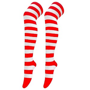 Striped Patterned - Over the Knee - High Socks from the Sock Panda (Women's Sizes Adult Medium) - Red and White - 1 of 3