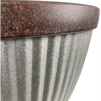 Westlake 10" Rustic Galvanized Resin Round Planter for Indoor/Outdoor