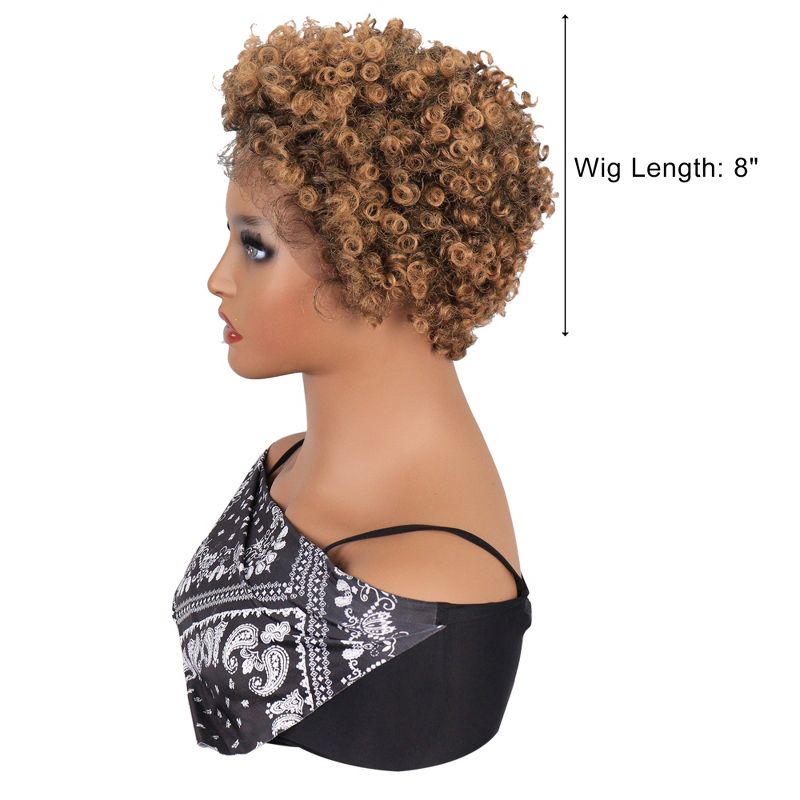 Unique Bargains Short Curly Wigs Lace Front Wigs for Women with Wig Cap 8" 1PC, 2 of 7