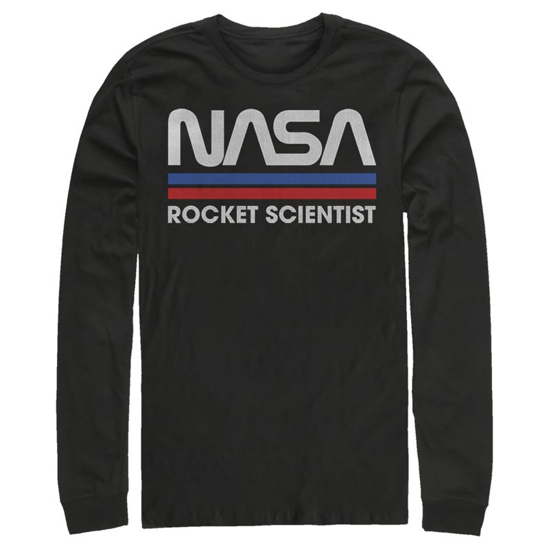 Men's NASA Rocket Scientist Vintage Striped Logo Long Sleeve Shirt, 1 of 4