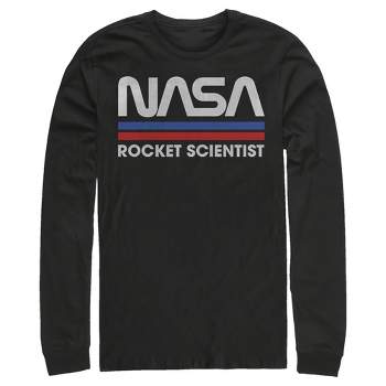 Men's NASA Rocket Scientist Vintage Striped Logo Long Sleeve Shirt
