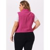 Agnes Orinda Women's Plus Size Buttons with Two Chest Flap Pockets Denim Vests - 4 of 4