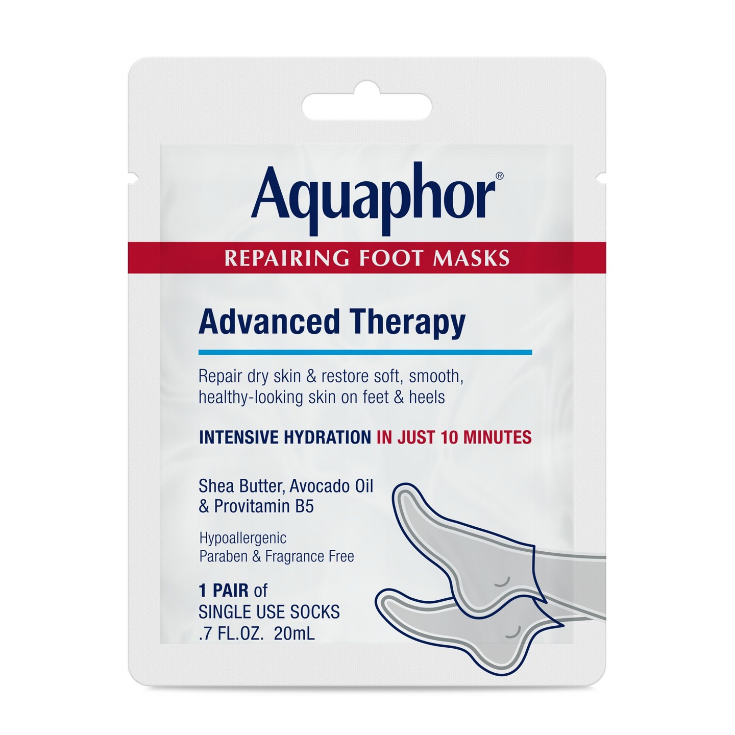 Восстанавливающая маска для ног Aquaphor Advanced Therapy, 0.7 fl oz — фото 1