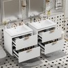 48" Modern Style Wall-Mounted Bathroom Vanity Combo with Double Ceramic Sinks, 4 Drawers, Ideal for Small Bathrooms, White/Green - ModernLuxe - 3 of 4