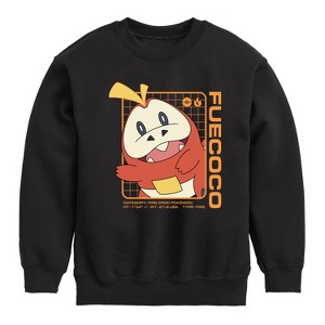 Boys' - Pokémon - Fuecoco Stats Graphic Long Sleeve Fleece Sweatshirt - 1 of 4