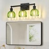 DAKAFUL Vintage Bathroom Vanity Light,2/3/4-Light E26 Base Vanity Fixture With Patterned Glass Shade&Iron Frame, Wall Sconce Over Mirror - 2 of 4