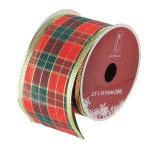 Northlight Pack of 12 Green and Red Striped Wired Christmas Craft Ribbons - 2.5" x 120 Yards - 1 of 3