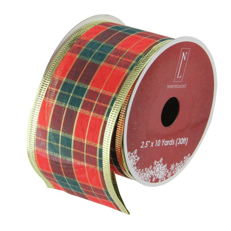 Northlight Pack of 12 Green and Red Striped Wired Christmas Craft Ribbons - 2.5" x 120 Yards, 1 of 4