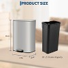 Trash Can for Kitchen, Stainless Steel Step Trash Can with Soft-Close Lid & Removable Inner Bucket, Rectangular Garbage Can for Office - 2 of 4