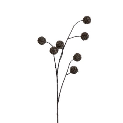 Vickerman 32" Champagne Glitter Pom Pom Artificial Christmas Spray. Includes 2 sprays per pack.