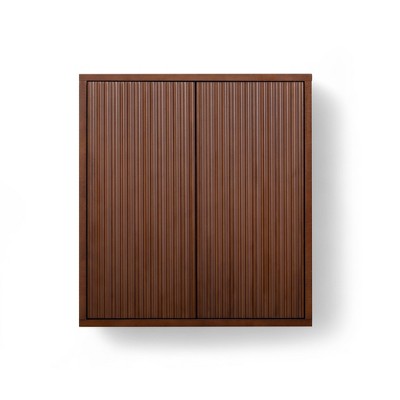 Tremolo Modern Boho 2-Door Wall Cabinet with Solid Wood & Contemporary Fluted Fronts - Teamson Home