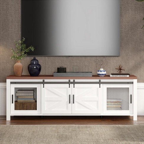 Tv Stand For 55 60 65 70inch Tv Farmhouse And Industrial Entertainment Center Target