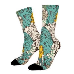 Dsane Bright Floral Women Printed Crew Socks Funny Funky Socks Soft Polyester Novelty Gifts for Artists Men - 1 of 1