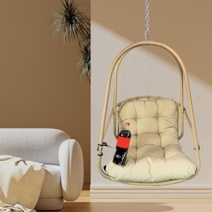 BEAFUP Swing Egg Chair with Stand, Wicker Rattan Patio Folding Basket Chair with C Type Bracket , with Cushion and Pillow - 1 of 4